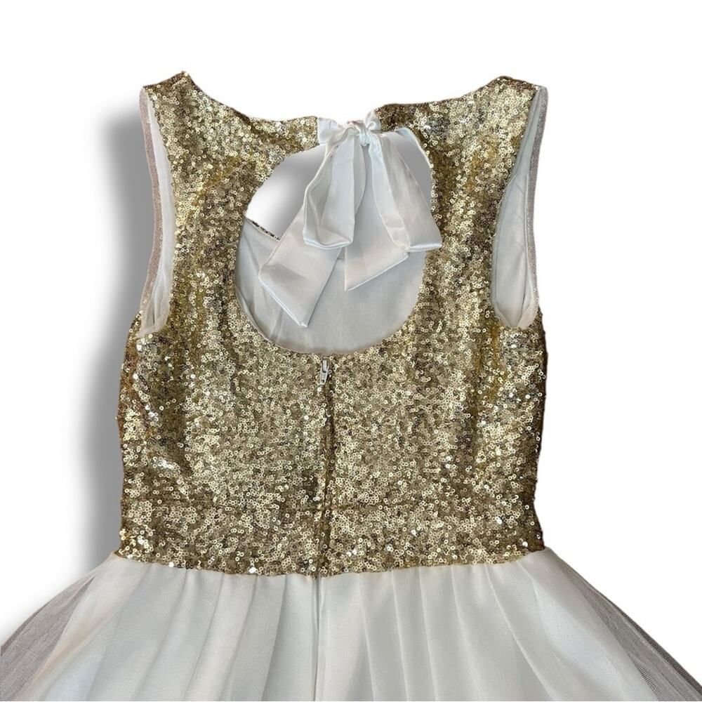Windsor gold sequined tulle cocktail dress size 7 / 8 - Picture 12 of 12